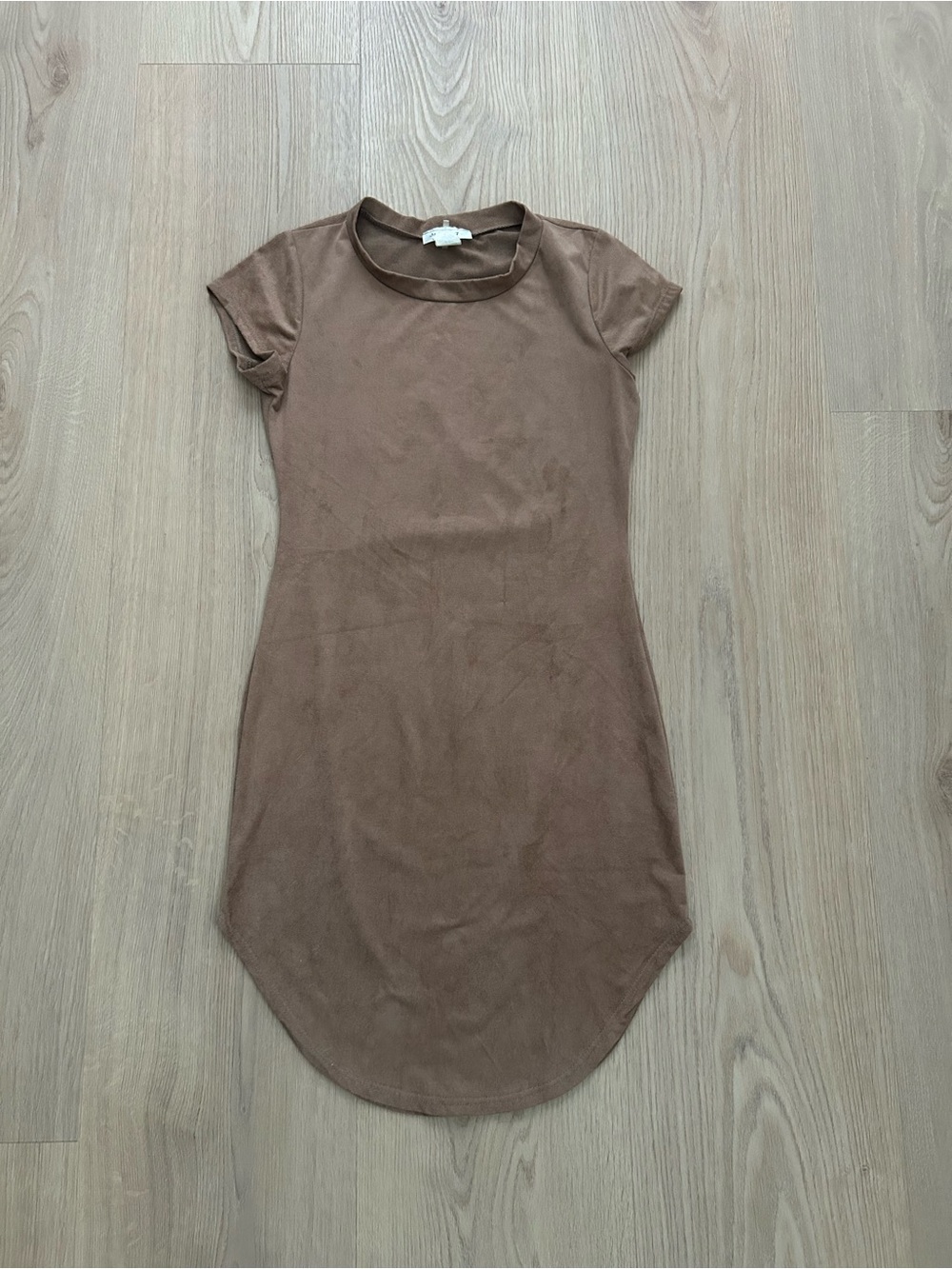Brown Short Sleeve Mini Dress